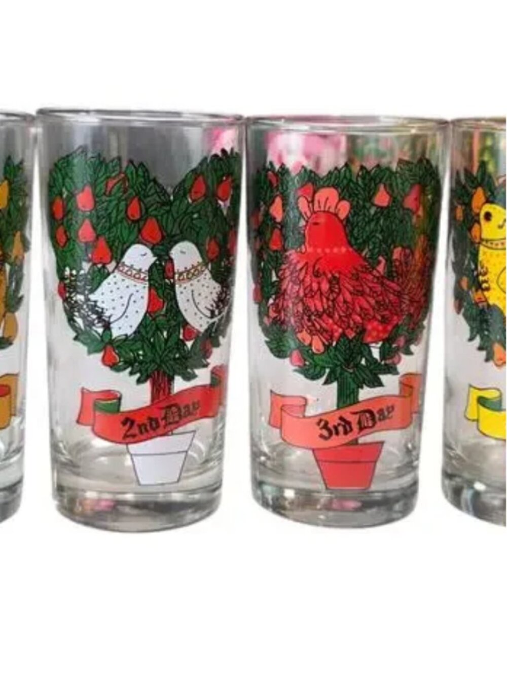 Vintage Twelve Days of Christmas Glasses Complete Set of 12 - Picture 3 of 4